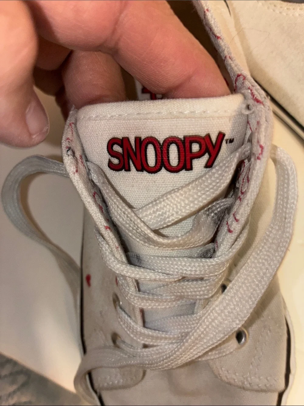 Snoopy, White Canvas Sneakers, Child’s Size 1